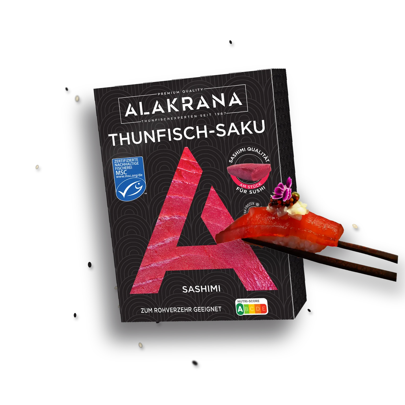 ALAKRANA Thunfisch-Saku, 250 g, mit Nigiri auf Stäbchen